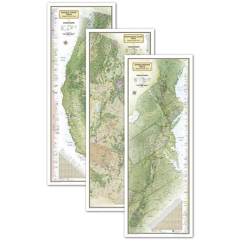 Triple Crown of Hiking Map, In Gift Box, 18 x 48"