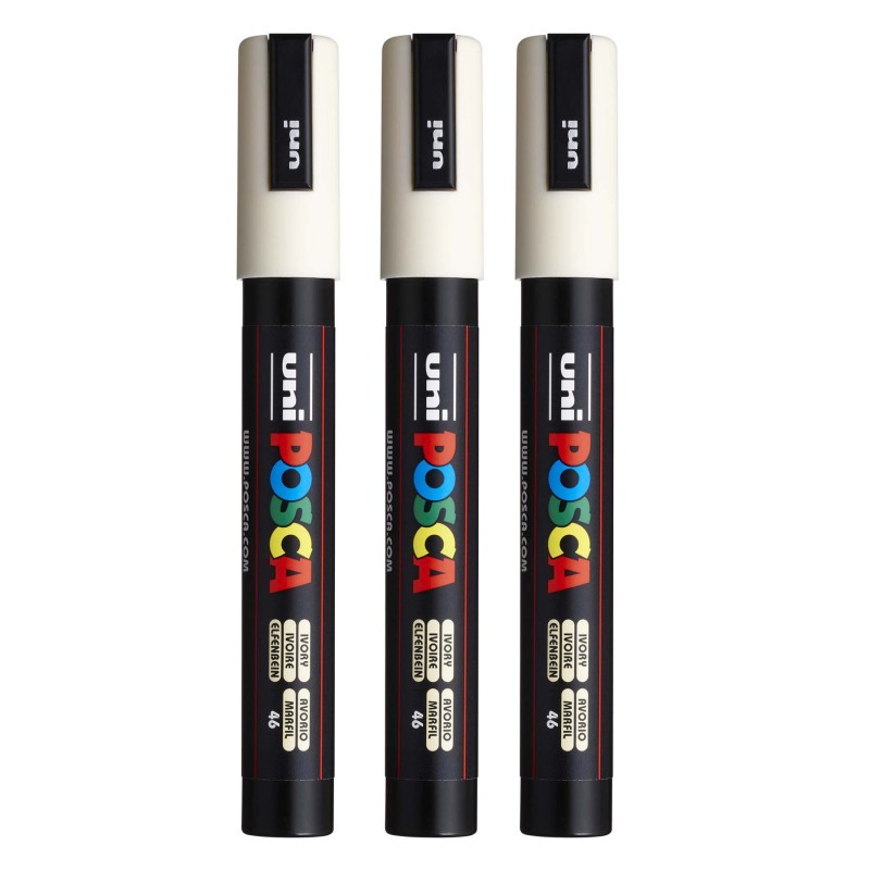 PC-5M Paint Markers, Medium Bullet Tip (1.8-2.5 mm), Ivory, Pack of 3
