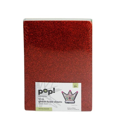 6" x 9" Self-Adhesive Foam Glitter Sheets -12 per pack