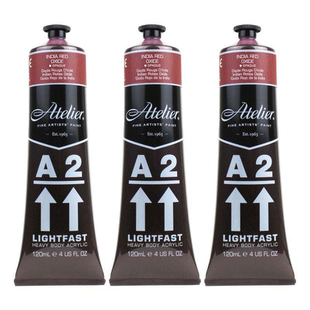 A2 Heavy Body Lightfast Artist Acrylic, 4 oz., India Red Oxide, Pack of 3