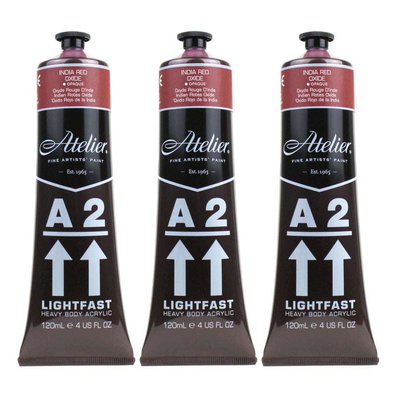 A2 Heavy Body Lightfast Artist Acrylic, 4 oz., India Red Oxide, Pack of 3