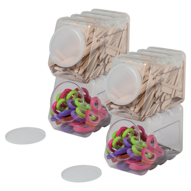 Interlocking Storage Container With Lid, Clear, 5-1/2" x 9-1/2" x 6-3/4", Pack of 2