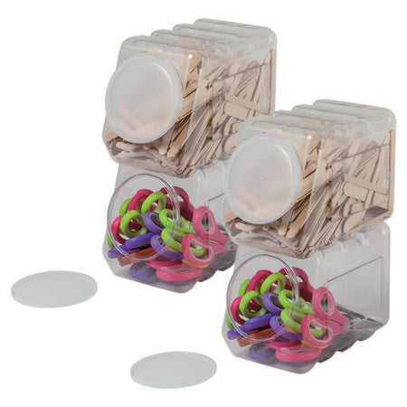 Interlocking Storage Container With Lid, Clear, 5-1/2" x 9-1/2" x 6-3/4", Pack of 2