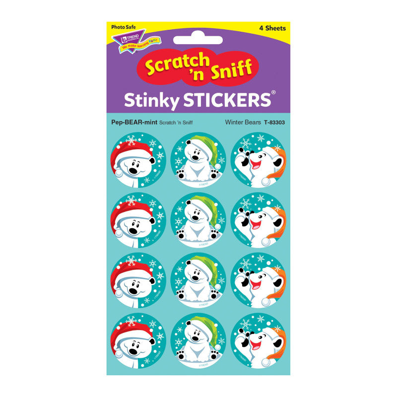 Winter Bears/PepBEARmint Stinky StickersÂ®, 48 Count