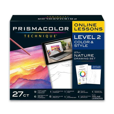 Technique, Art Supplies and Digital Art Lessons, Nature Drawing Set, Level 2, Sunset Landscape Drawing, 27 Count