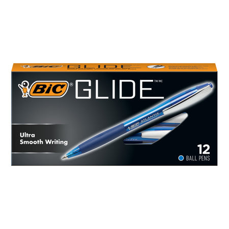 Glide&trade; Retractable Ball Pen, Medium Point (1.0 mm), Blue, 12-Count