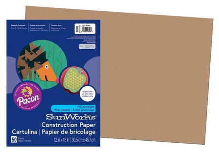 Pacon Construction Paper 12" x 18" 50 Sheets Per Pack Light Brown
