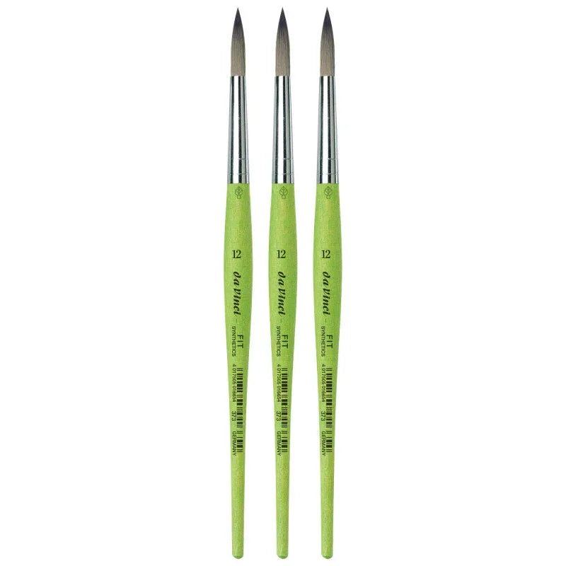 FIT Synthetics Student Brush, Synthetic, Acrylic & Tempera, Round, Series 373, Size 12, Pack of 3