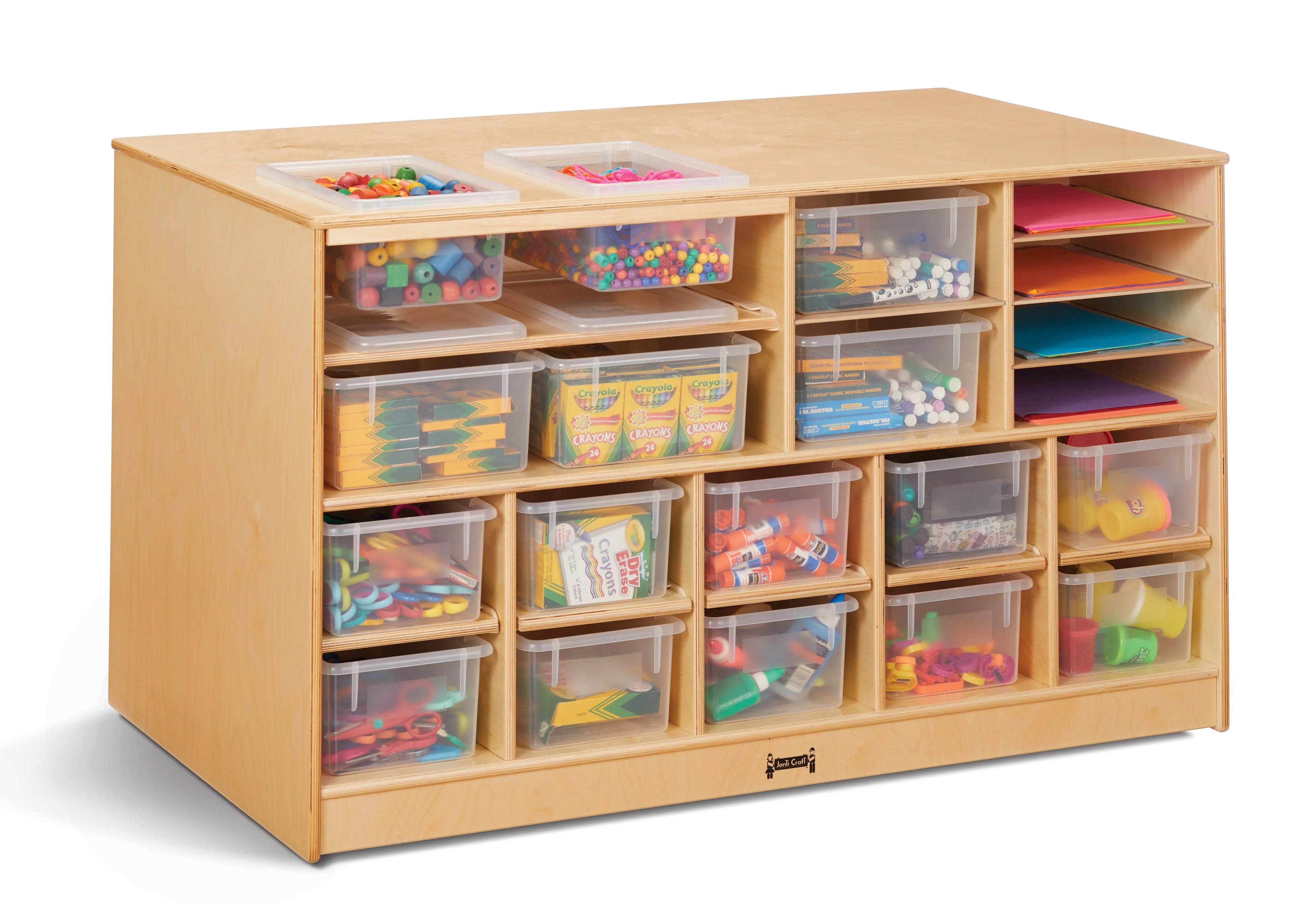 Jonti-Craft® Mobile Twin Storage Island - with Clear Trays