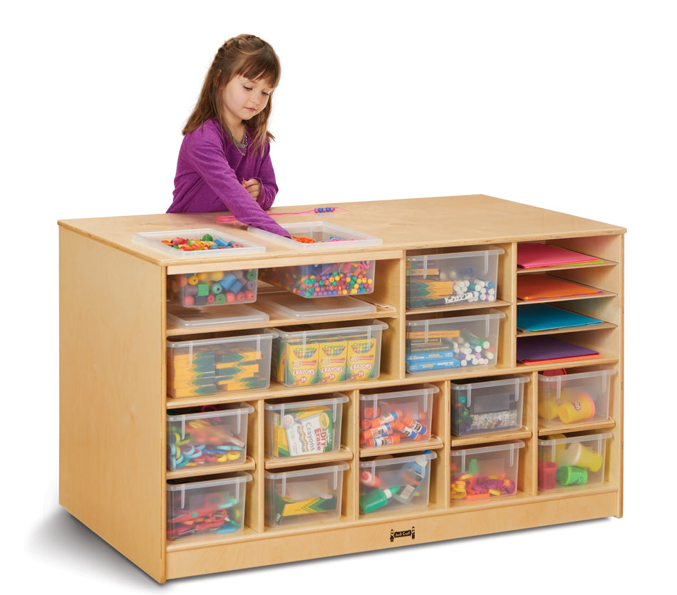 Jonti-Craft® Mobile Twin Storage Island - with Clear Trays