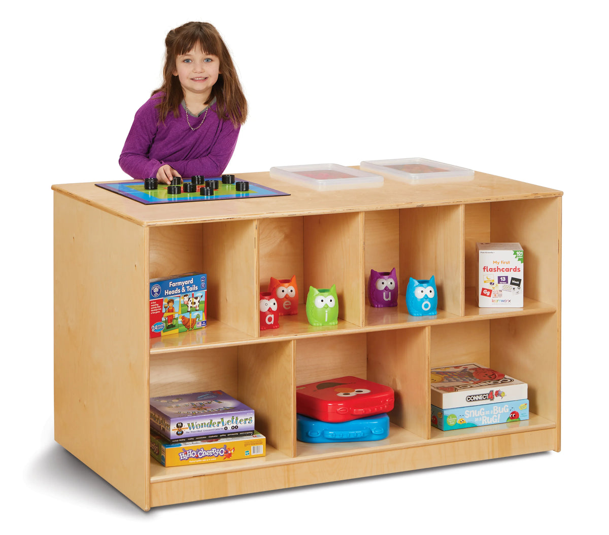 Jonti-Craft® Mobile Twin Storage Island - with Clear Trays