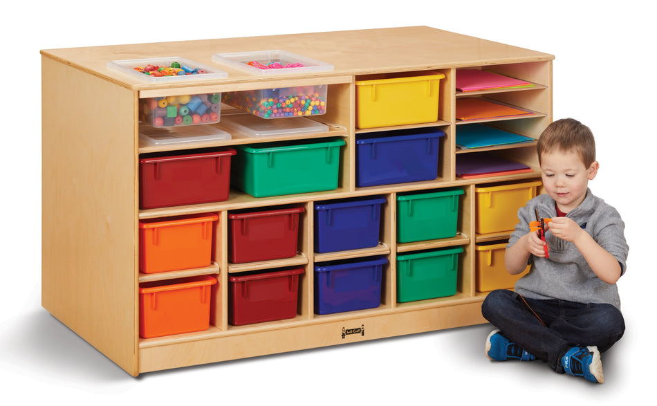 Jonti-Craft® Mobile Twin Storage Island - with Colored Trays