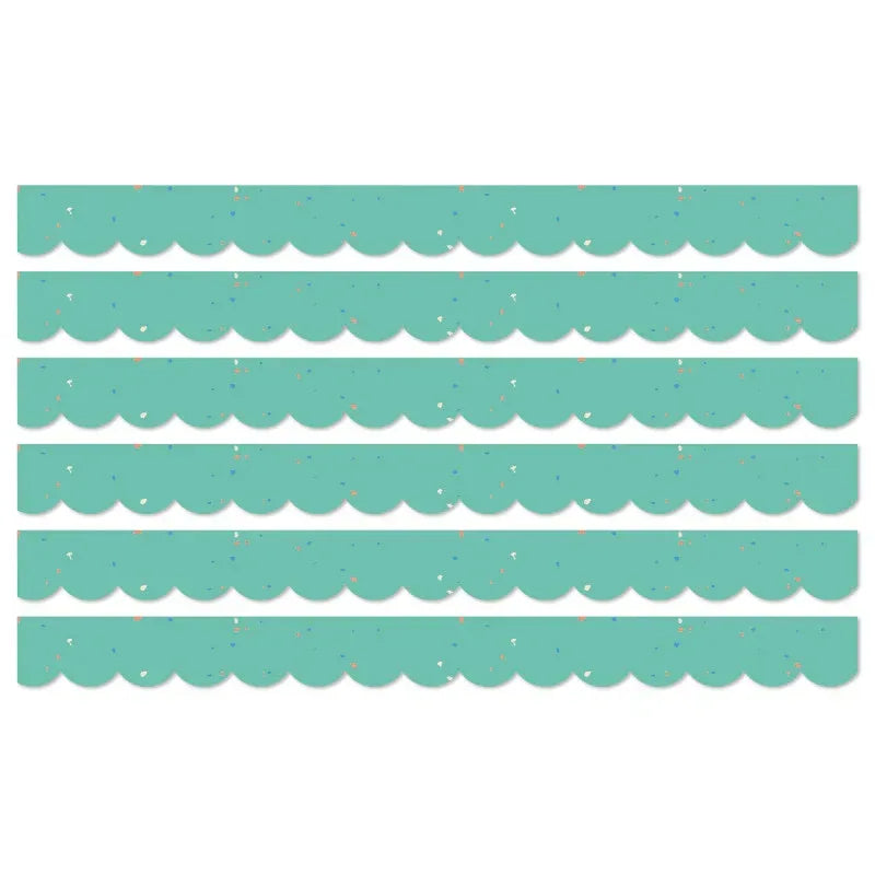 We Belong Speckled Teal Scalloped Borders Per Pack, 39 Feet Per Pack, 6 Packs