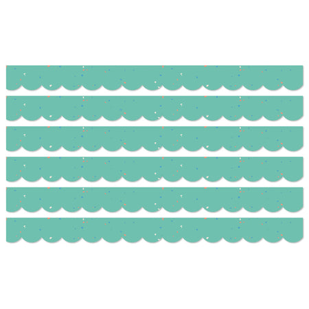 We Belong Speckled Teal Scalloped Borders Per Pack, 39 Feet Per Pack, 6 Packs