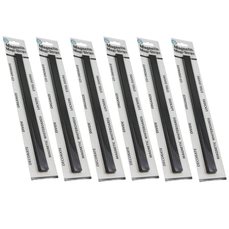 Magnetic Magi-Strips, Black, 12 Feet Per Pack, 6 Packs