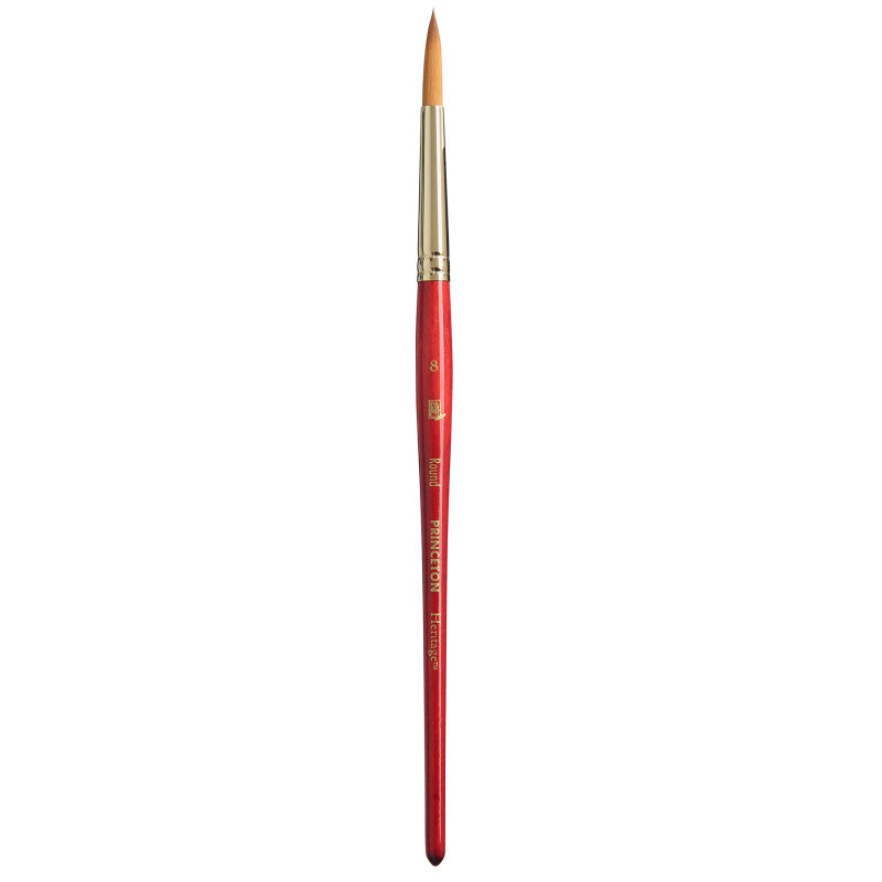 Heritage Round Brush, Synthetic Bristles, Short Handle Watercolor Paintbrush, Scarlet, Size 8, 1 Count