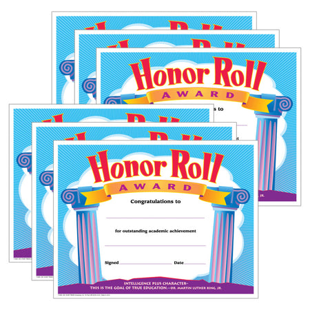 Honor Roll Award Colorful Classics Certificates, 30 Per Pack, 6 Packs