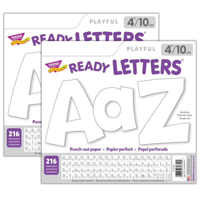 White 4" Playful Combo Ready Letters&reg;, 216 Pieces Per Pack, 2 Packs