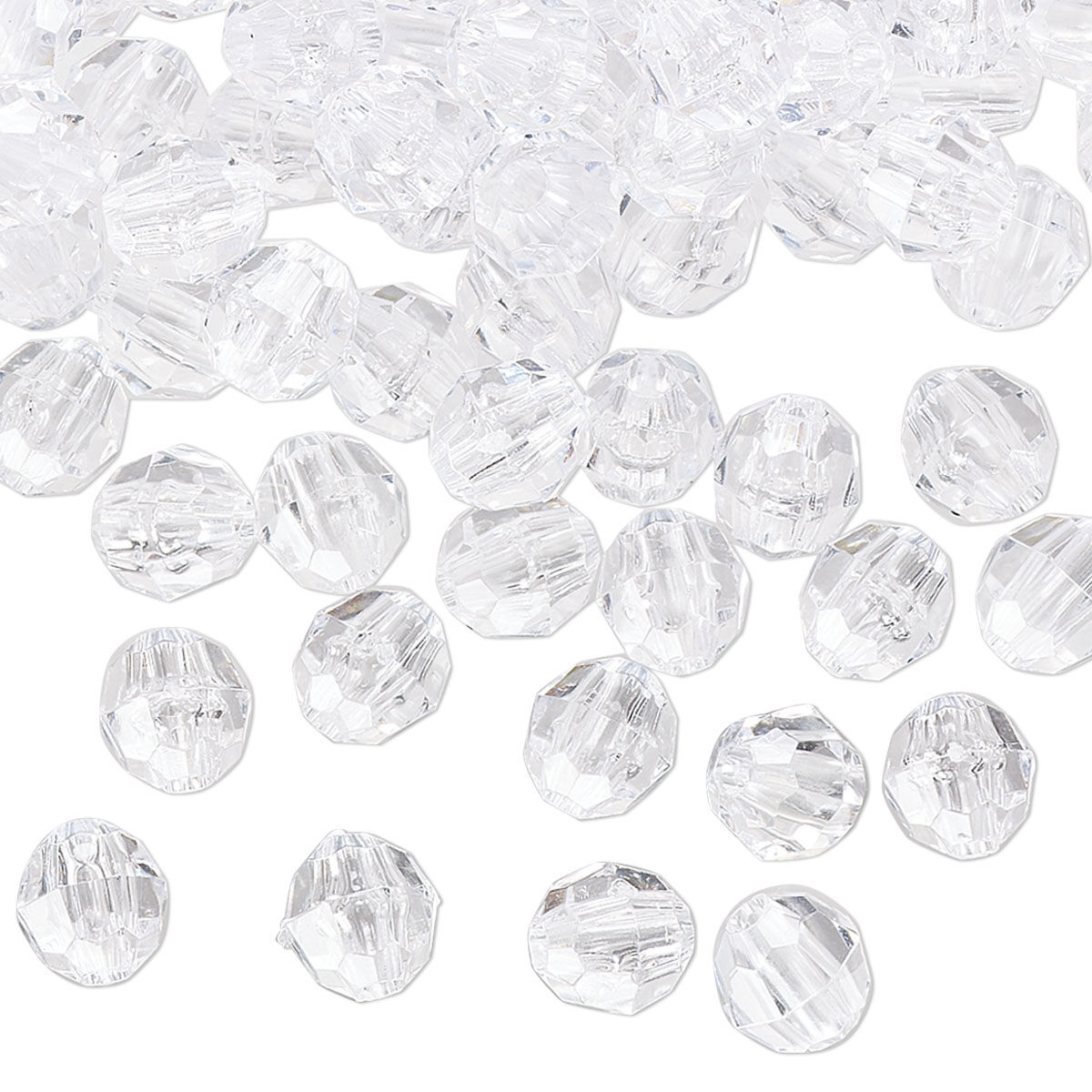 6mm Faceted Beads – Transparent Crystal Clear – 1080/ Pack (21609)