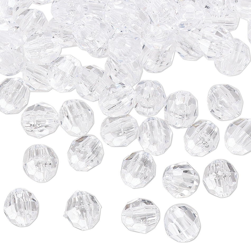 6mm Faceted Beads – Transparent Crystal Clear – 1080/ Pack (21609)