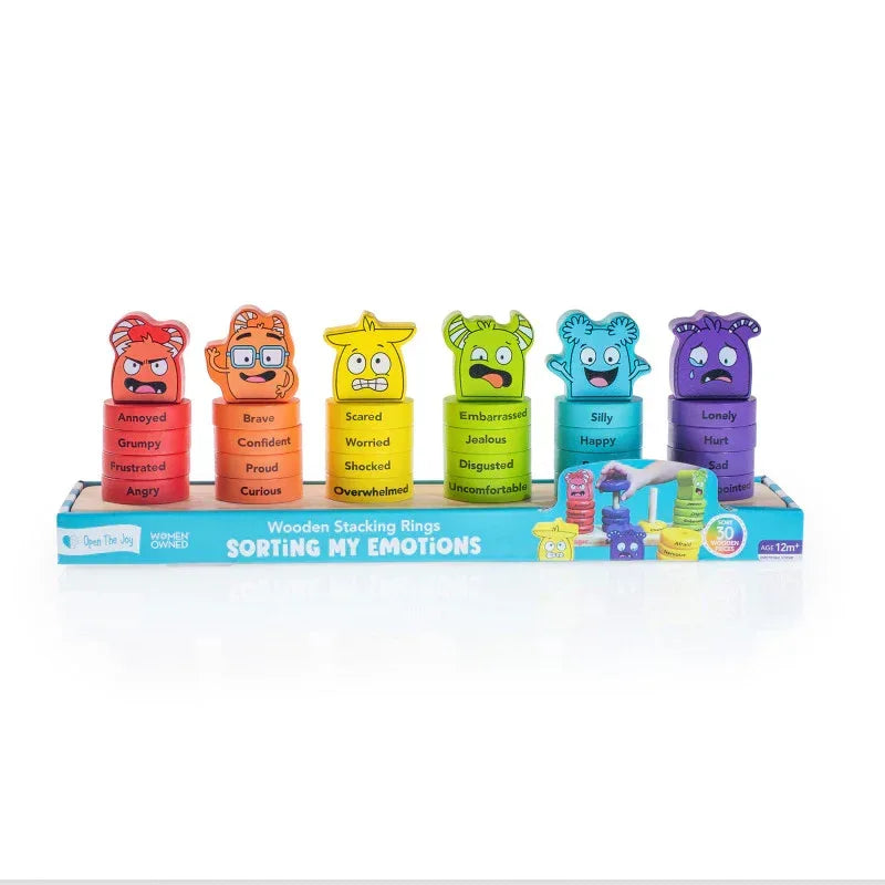 Emotions Stacking Rings, 30-Piece Rainbow Stacking Toy for Toddlers