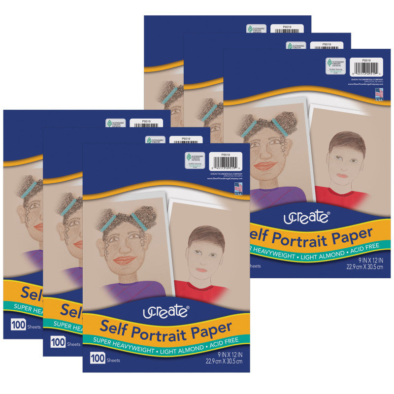 Self Portrait Paper, Light Almond, 9" x 12", 100 Sheets Per Pack, 6 Packs DIXPPAC9519-6