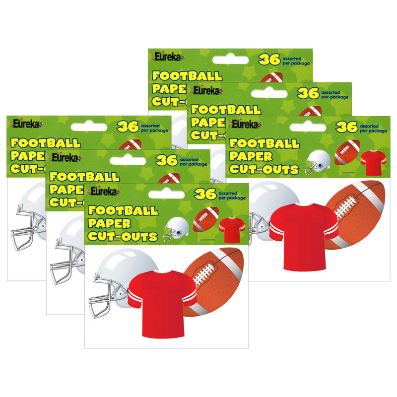 Football Assorted Cut Outs, 36 Per Pack, 6 Packs