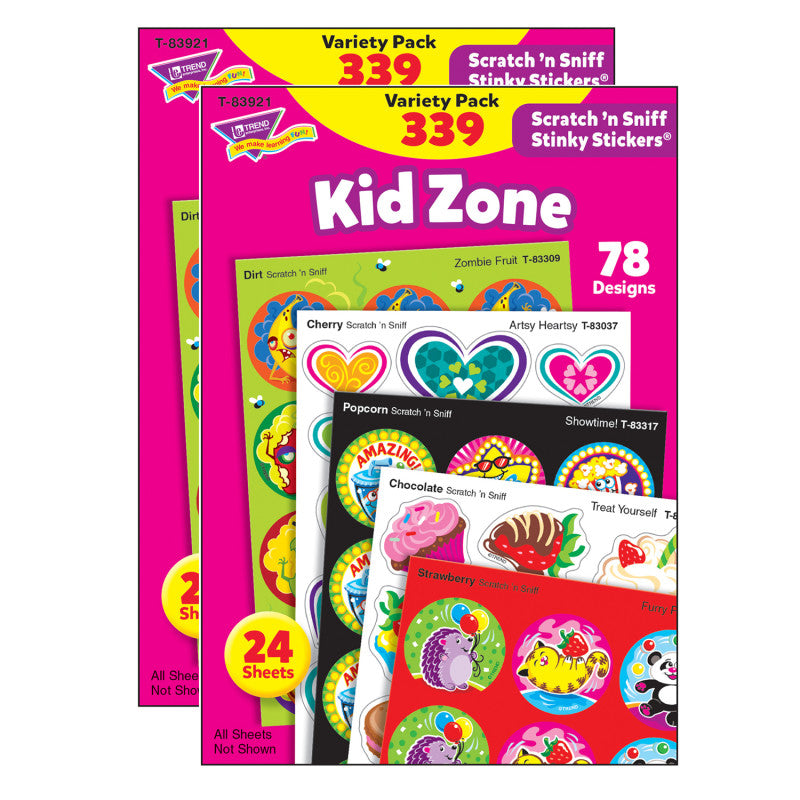 Kid Zone Stinky Stickers&reg; Variety Pack, 339 Count Per Pack, 2 Packs