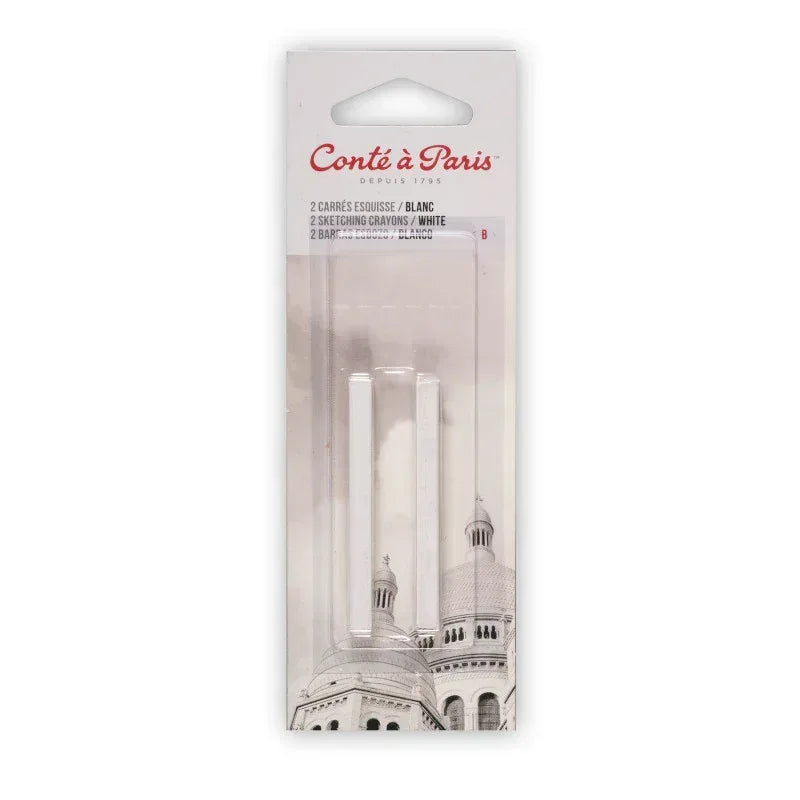 Carrés Esquisse Sketching Pastel Crayons, White B, Pack of 2