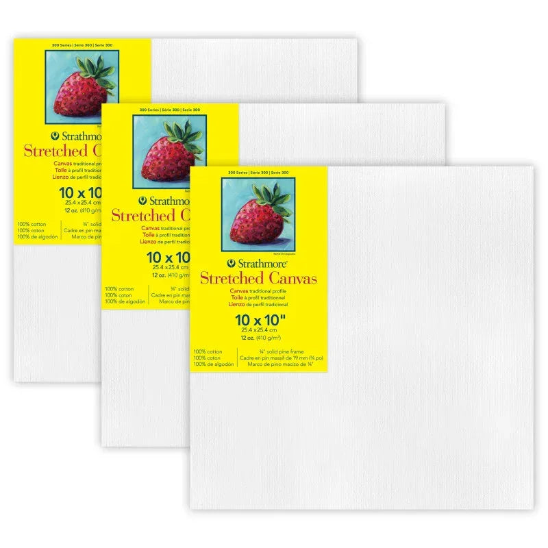 300 Series Traditional Stretched Canvas, 10x10 inch, Pack of 3