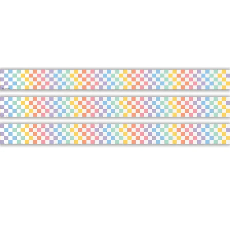 Cool for School Checkers Straight Border Trim, 35 Feet Per Pack, 3 Packs