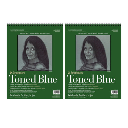 400 Series Sketch Pad, Recycled, Toned Blue, Top Wire Binding, 24 Sheet, 11x14 inch, Pack of 2