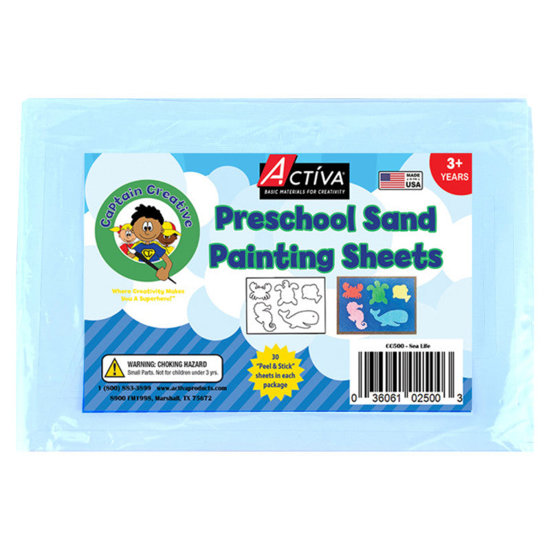 Preschool Sand Art Sheets, Sea Life Theme, 5x7 in, 30 Sheets