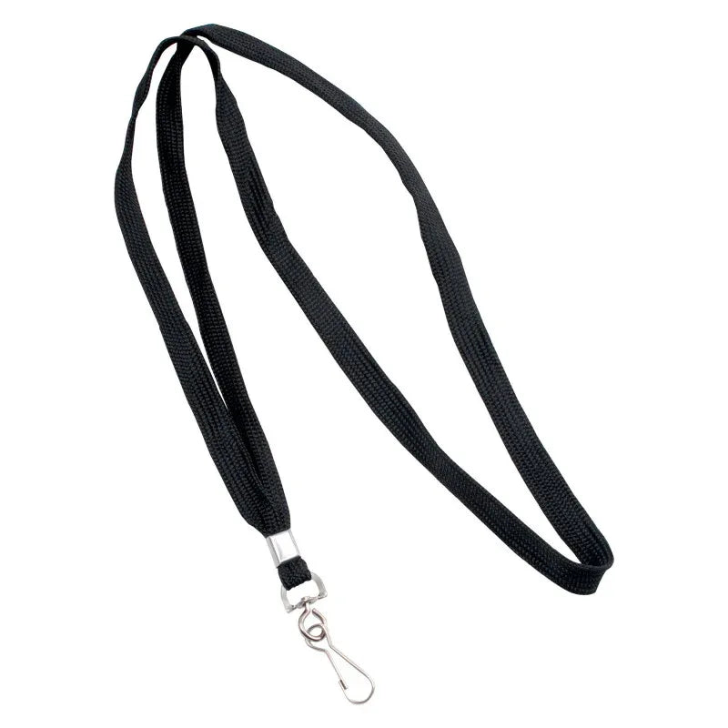 Deluxe Lanyard with J-Hook, Black, Box of 24