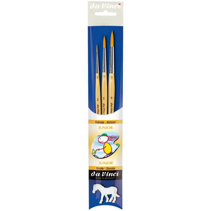 JUNIOR Synthetics Student Brushes, Synthetic, Acrylic & Tempera, Round, Series 303, Assorted Sizes, 3 Brush Set