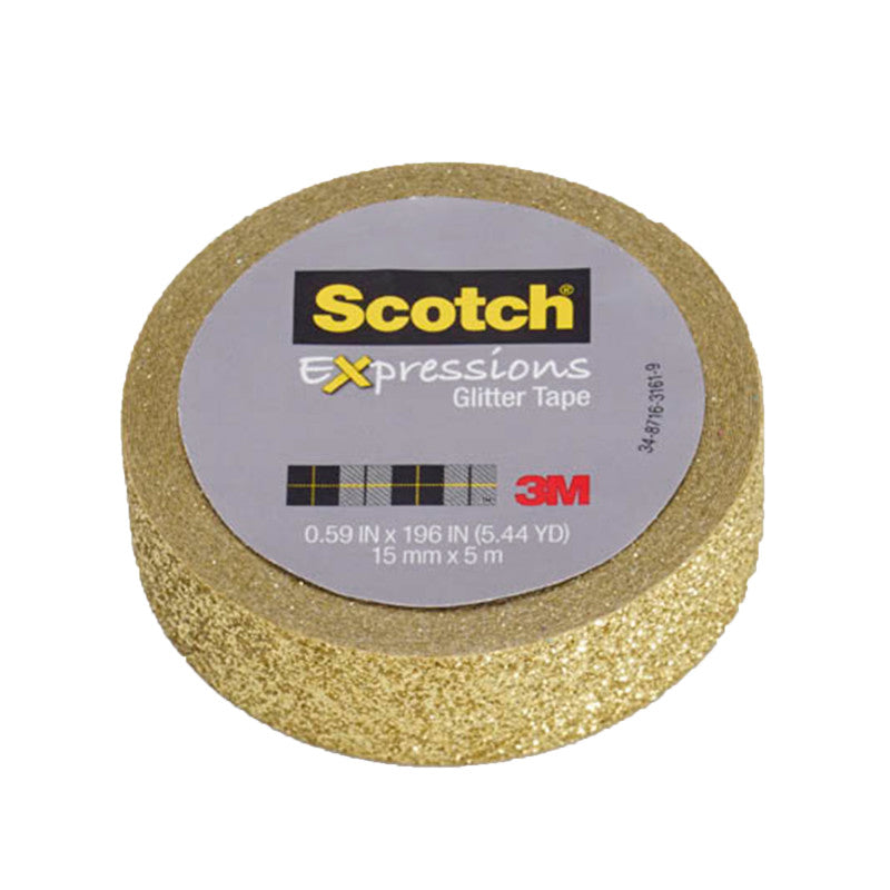 Expressions Glitter Tape, .59" x 196", Gold Glitter