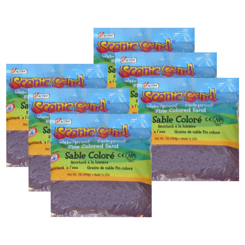 Scenic Sandâ¢ Craft Colored Sand, Purple, 1lb (454g) Bag, Pack of 6