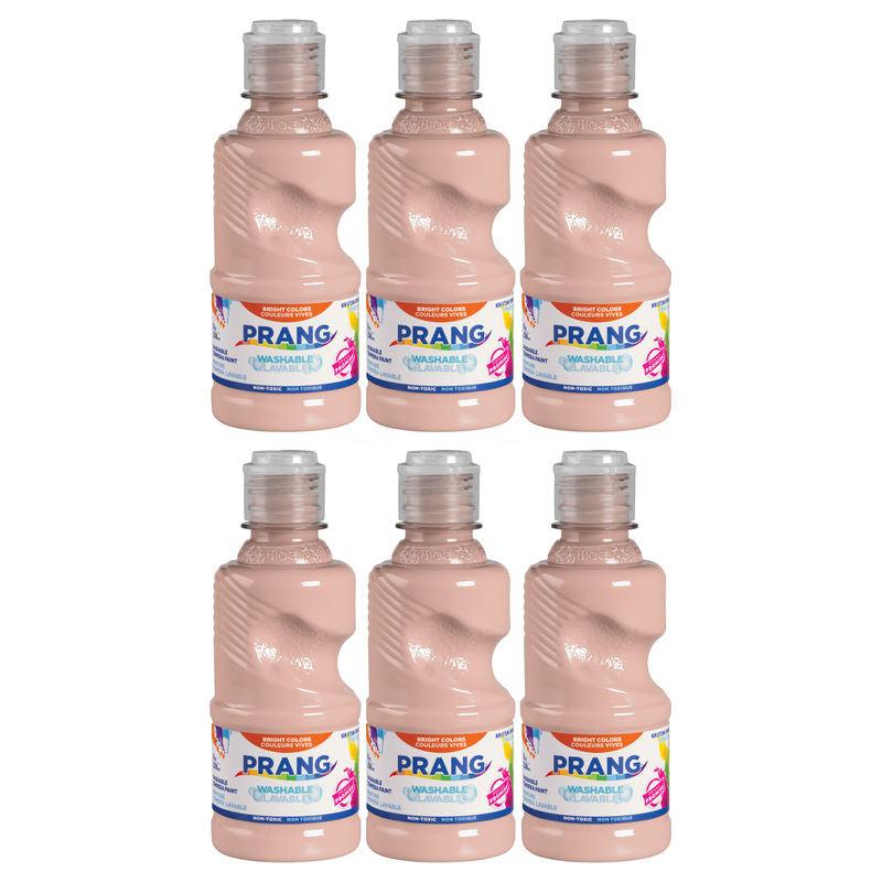 Washable Tempera Paint, 8 oz Bottle, Peach, Set of 6