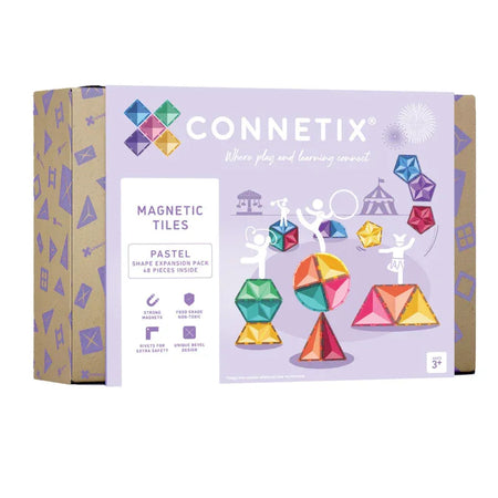 Magnetic Tiles Pastel Shape Expansion Pack, 48 Pieces
