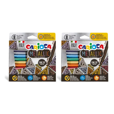 Metallic Felt Tip Pens Fine Tip Markers, 8 Per Pack, 2 Packs