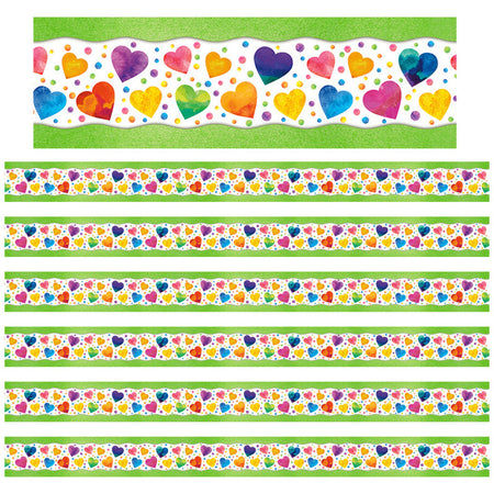 All Around the Board Trimmer, Watercolor Hearts, 43 Feet Per Pack, 6 Packs