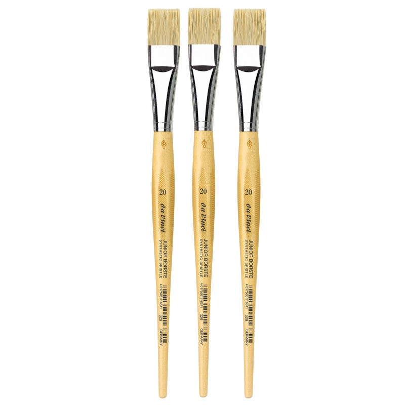 JUNIOR BORSTE Synthetic Student Brush, Synthetic, Tempera, Flat, Series 329, Size 20, Pack of 3