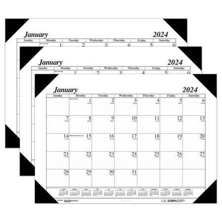 Academic Economy Desk Pad, 12 Months, January-December, Pack of 3
