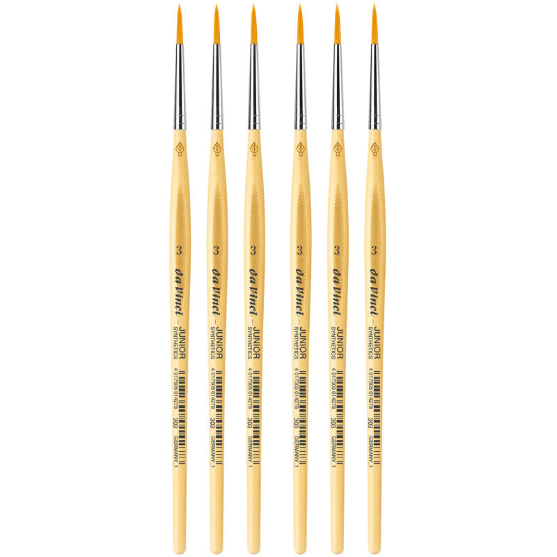 JUNIOR Synthetics Student Brush, Synthetic, Tempera, Round, Series 303, Size 3, Pack of 6