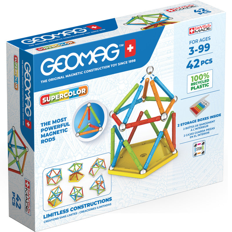 Supercolor Recycled Magnetic Building Set, 42 Pieces