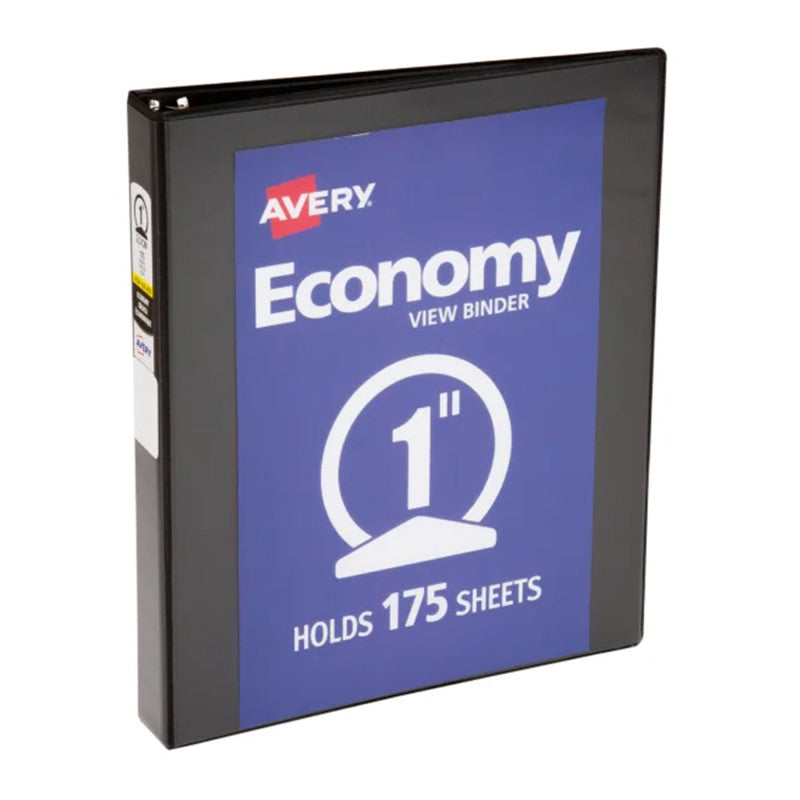 Economy View Binder, 1" Capacity, Black