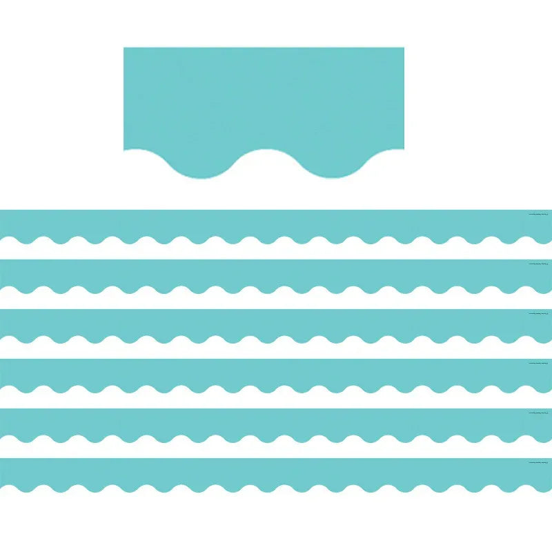 Light Turquoise Scalloped Border Trim, 35 Feet Per Pack, 6 Packs