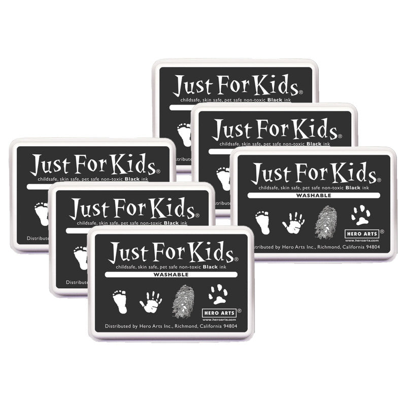 Just for Kids&reg; Washable Ink Pad, Black, Pack of 6