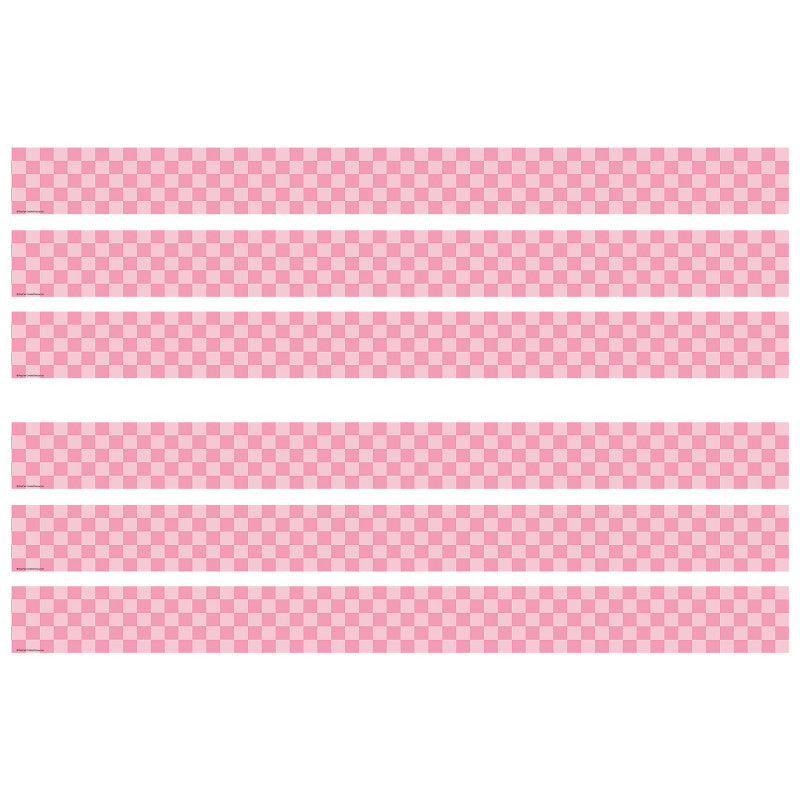 Cool for School Pink Checkers Straight Border Trim, 35 Feet Per Pack, 6 Packs