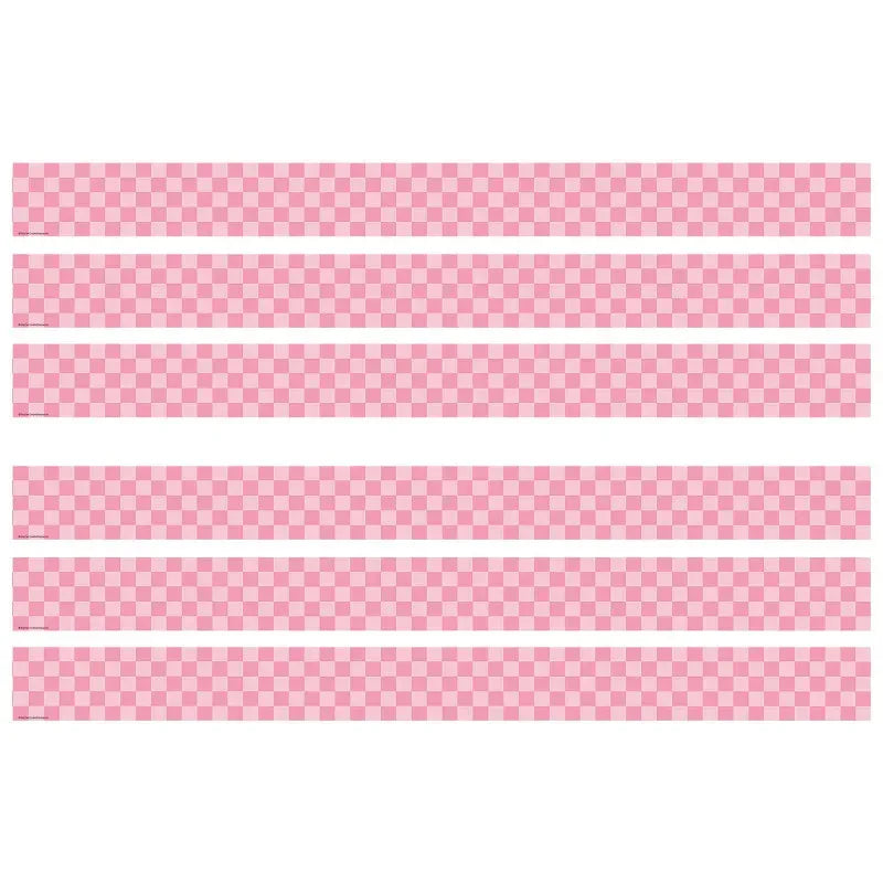 Cool for School Pink Checkers Straight Border Trim, 35 Feet Per Pack, 6 Packs